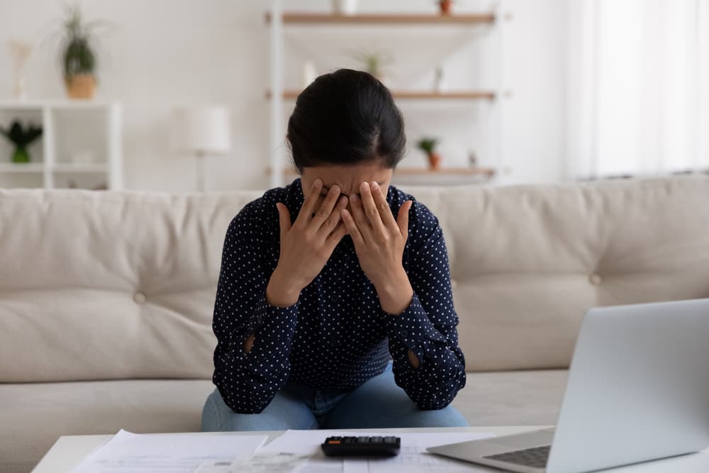 Sad stressed young female deal with DUI consequences