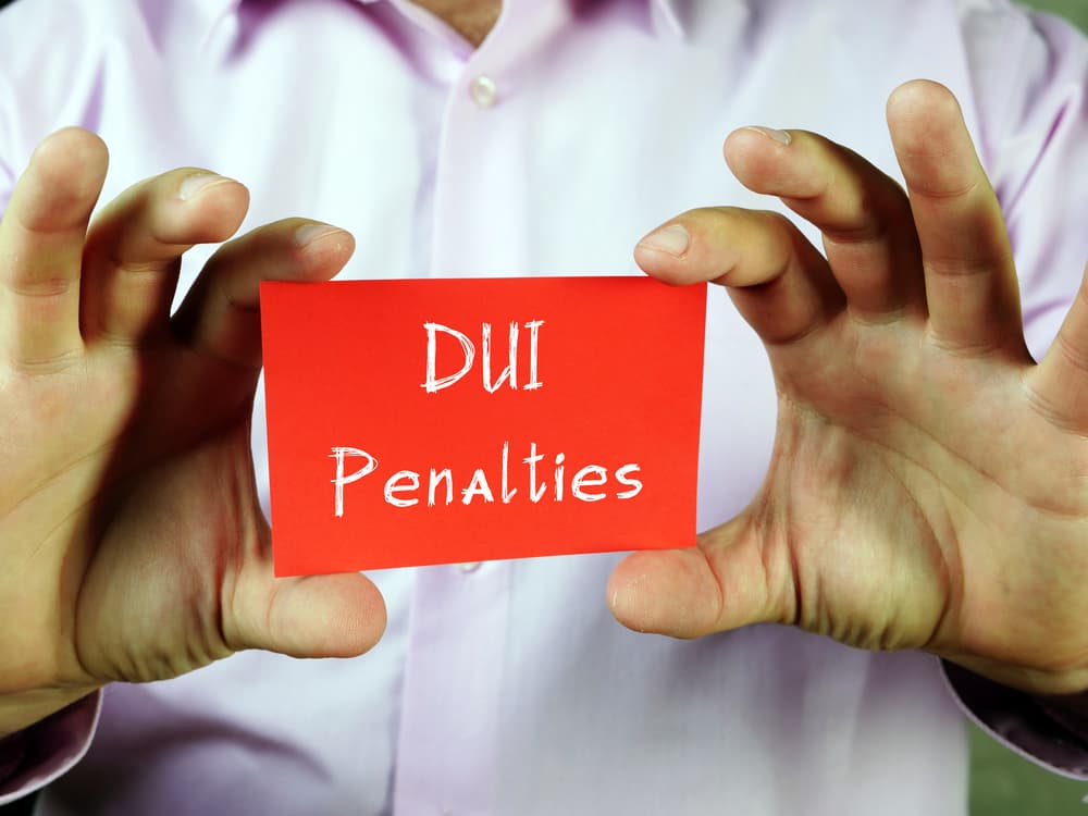 DUI Penalties with phrase on the piece of paper.