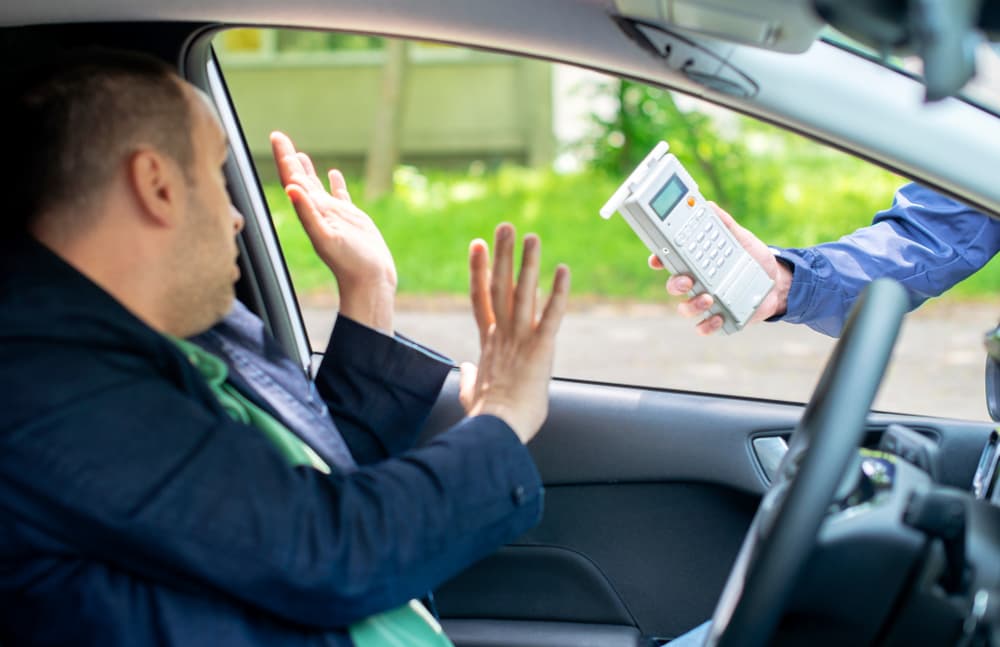 A drunk driver refusing breathalyzer test