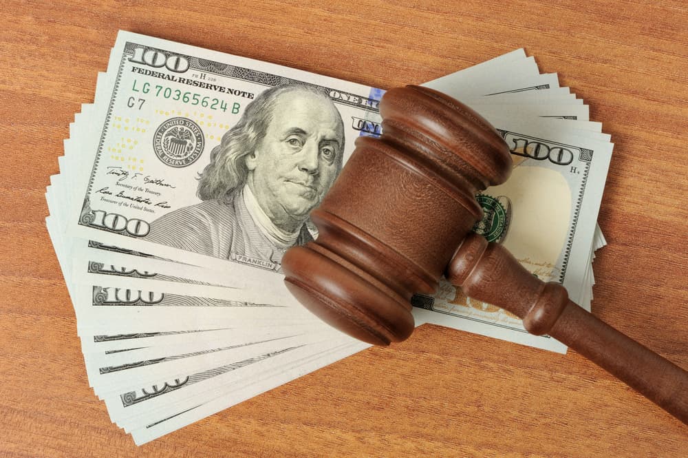 gavel on us money