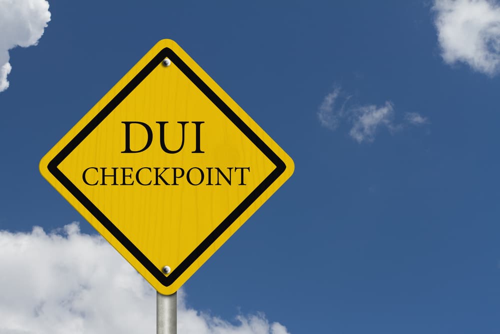 Yellow Warning DUI Checkpoint Highway Road Sign